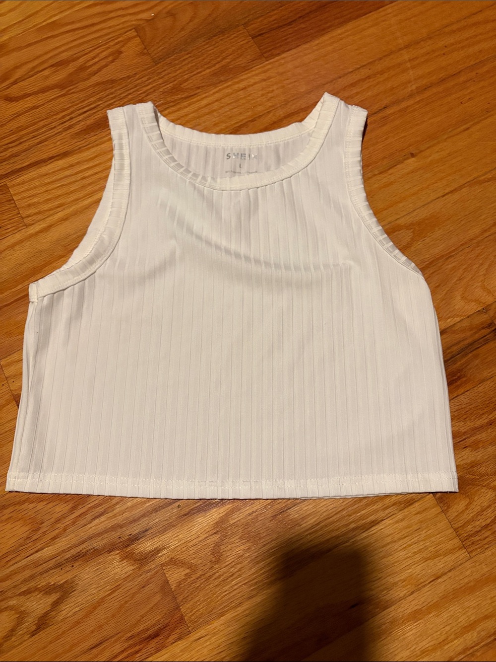SHEIN White Ribbed Tank Crop Top